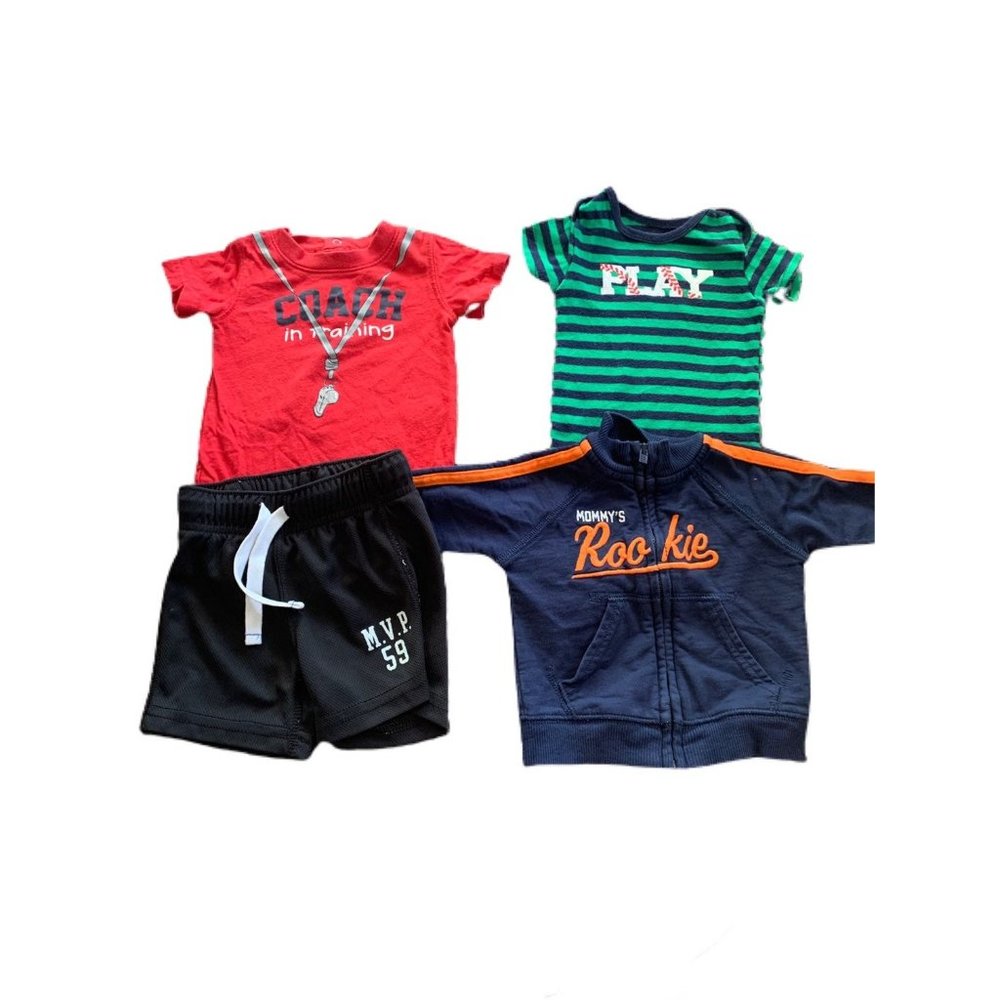 Baby Boy Baseball Sports Lot 3m Onesie Shorts Jacket